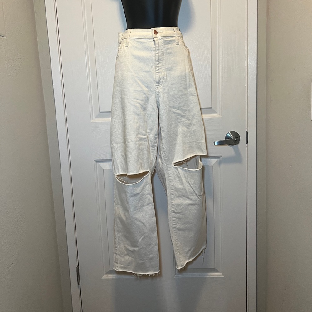 White Universal Thread Slit Wide Relaxed High Waist Denim Jean US16